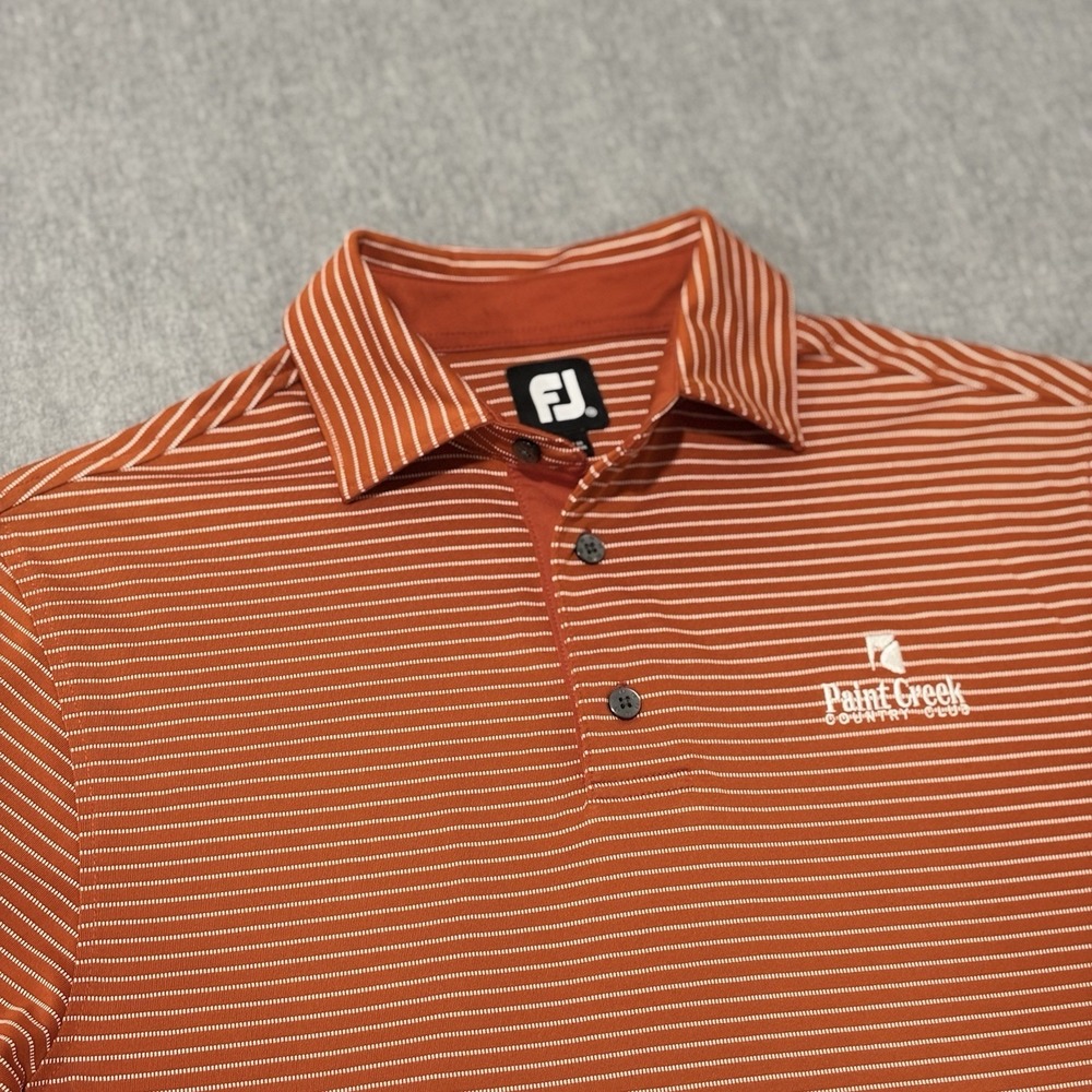 FootJoy Men's Rust Orange Striped Golf Polo